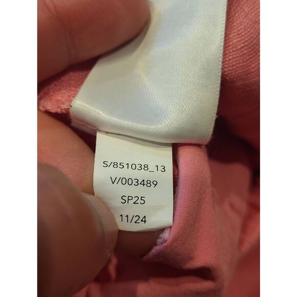 Athleta Pants Women's Medium Tall Pink Retreat Linen High Rise Wide Leg - Picture 7 of 7